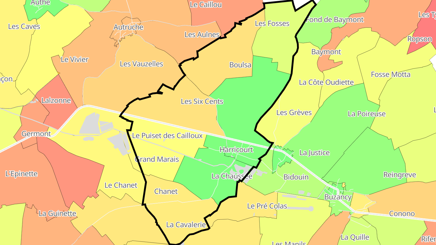 Carte des prix de l'immobilier Harricourt