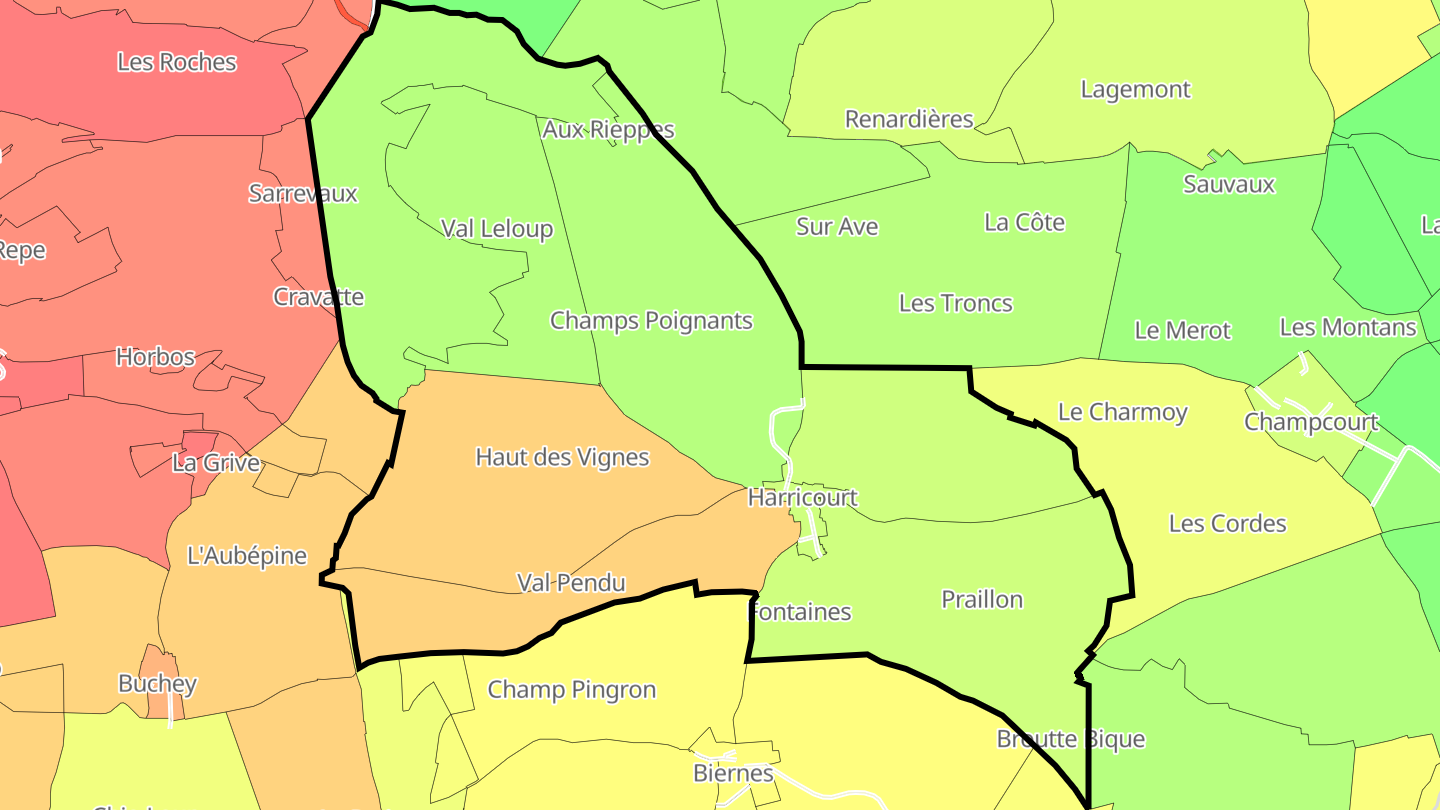 Carte des prix de l'immobilier Harricourt