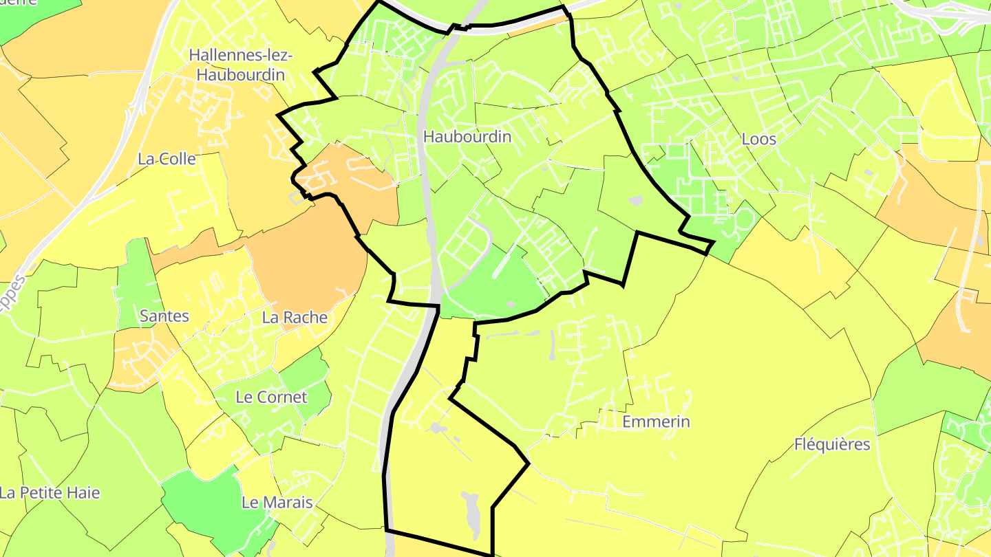 Carte des prix de l'immobilier Haubourdin