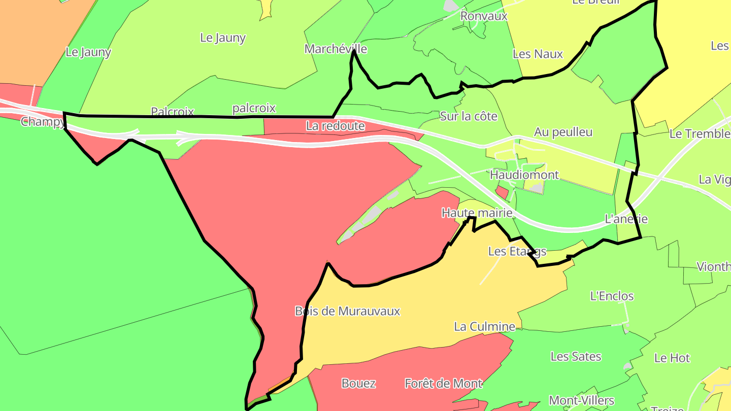 Carte des prix de l'immobilier Haudiomont