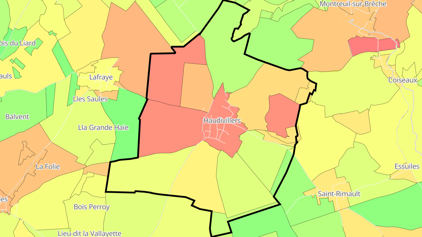 Carte des prix de l'immobilier Haudivillers