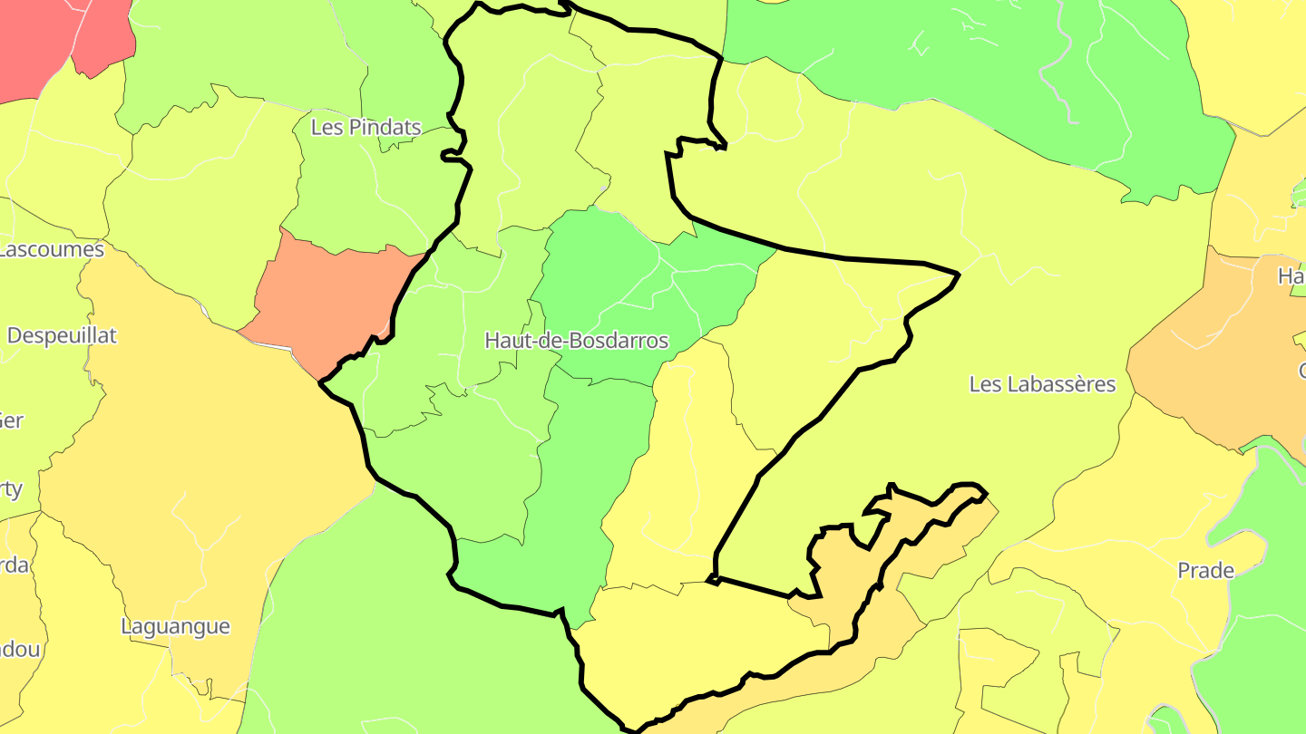 Carte des prix de l'immobilier Haut-de-Bosdarros