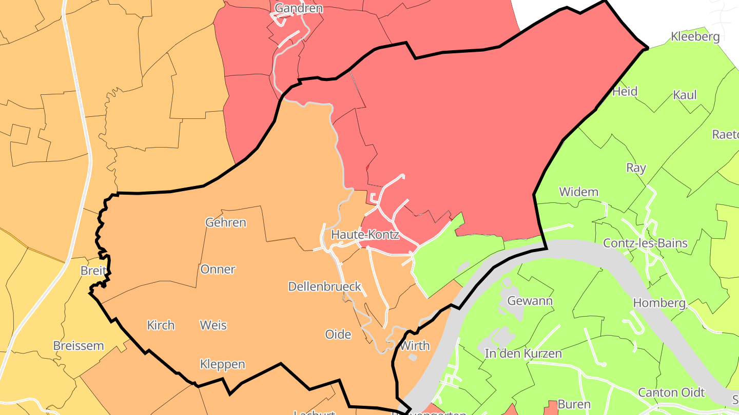 Carte des prix de l'immobilier Haute-Kontz