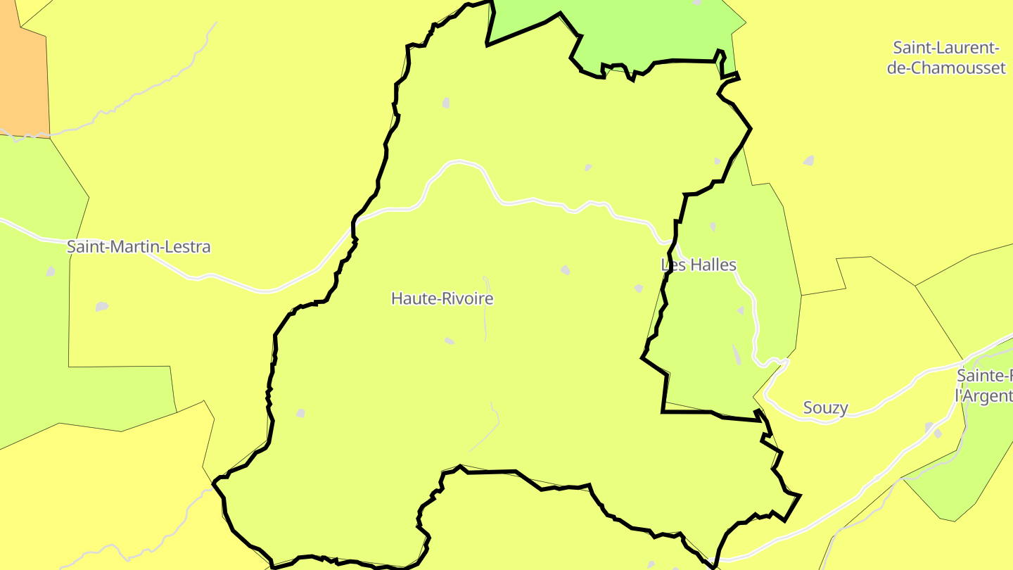 Carte des prix de l'immobilier Haute-Rivoire