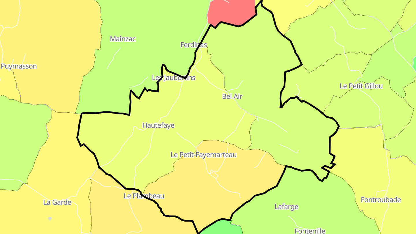 Carte des prix de l'immobilier Hautefaye