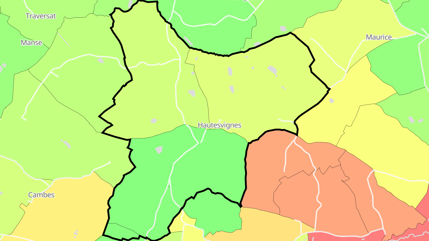 Carte des prix de l'immobilier Hautesvignes
