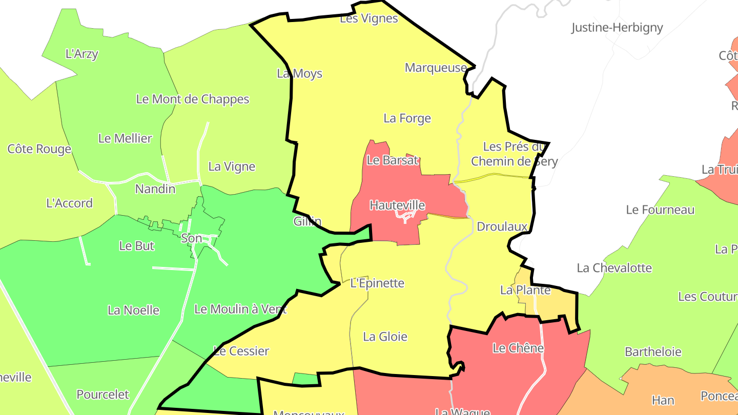 Carte des prix de l'immobilier Hauteville