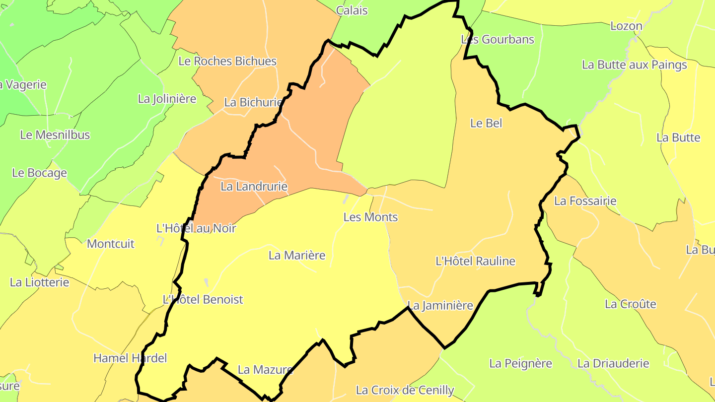 Carte des prix de l'immobilier Hauteville-la-Guichard