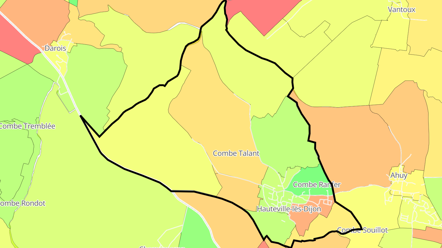Carte des prix de l'immobilier Hauteville-lès-Dijon