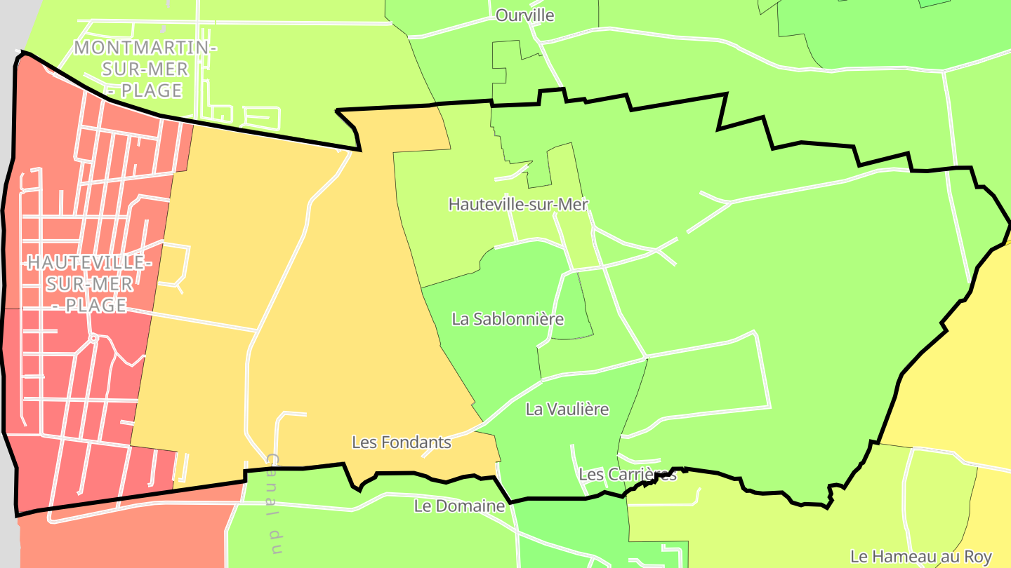 Carte des prix de l'immobilier Hauteville-sur-Mer