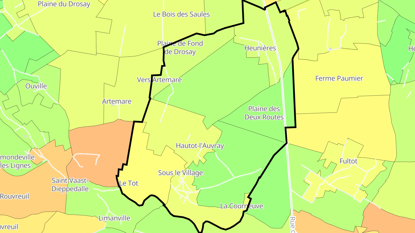 Carte des prix de l'immobilier Hautot-l'Auvray