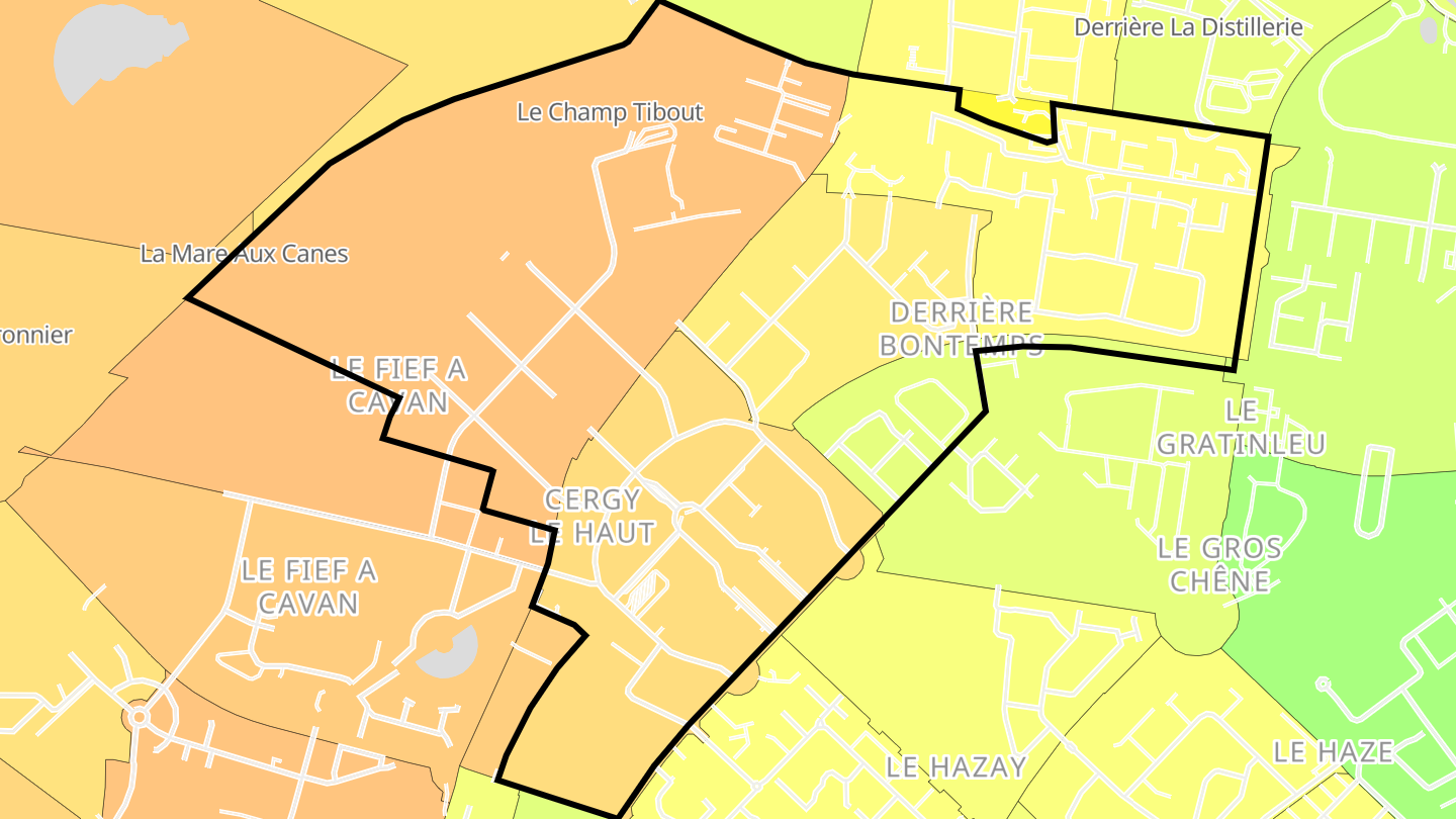 Carte des prix de l'immobilier Hauts-de-Cergy