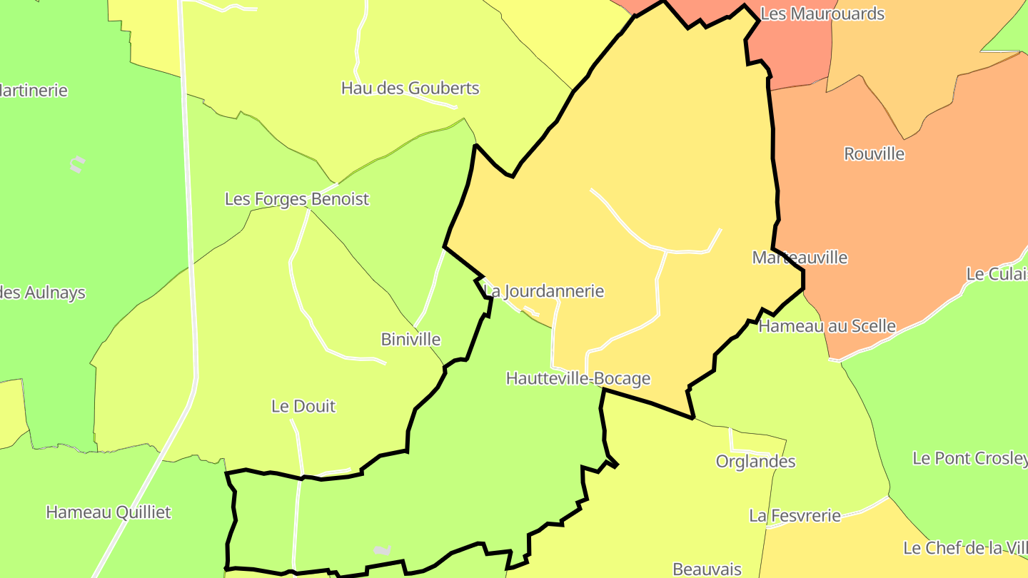 Carte des prix de l'immobilier Hautteville-Bocage