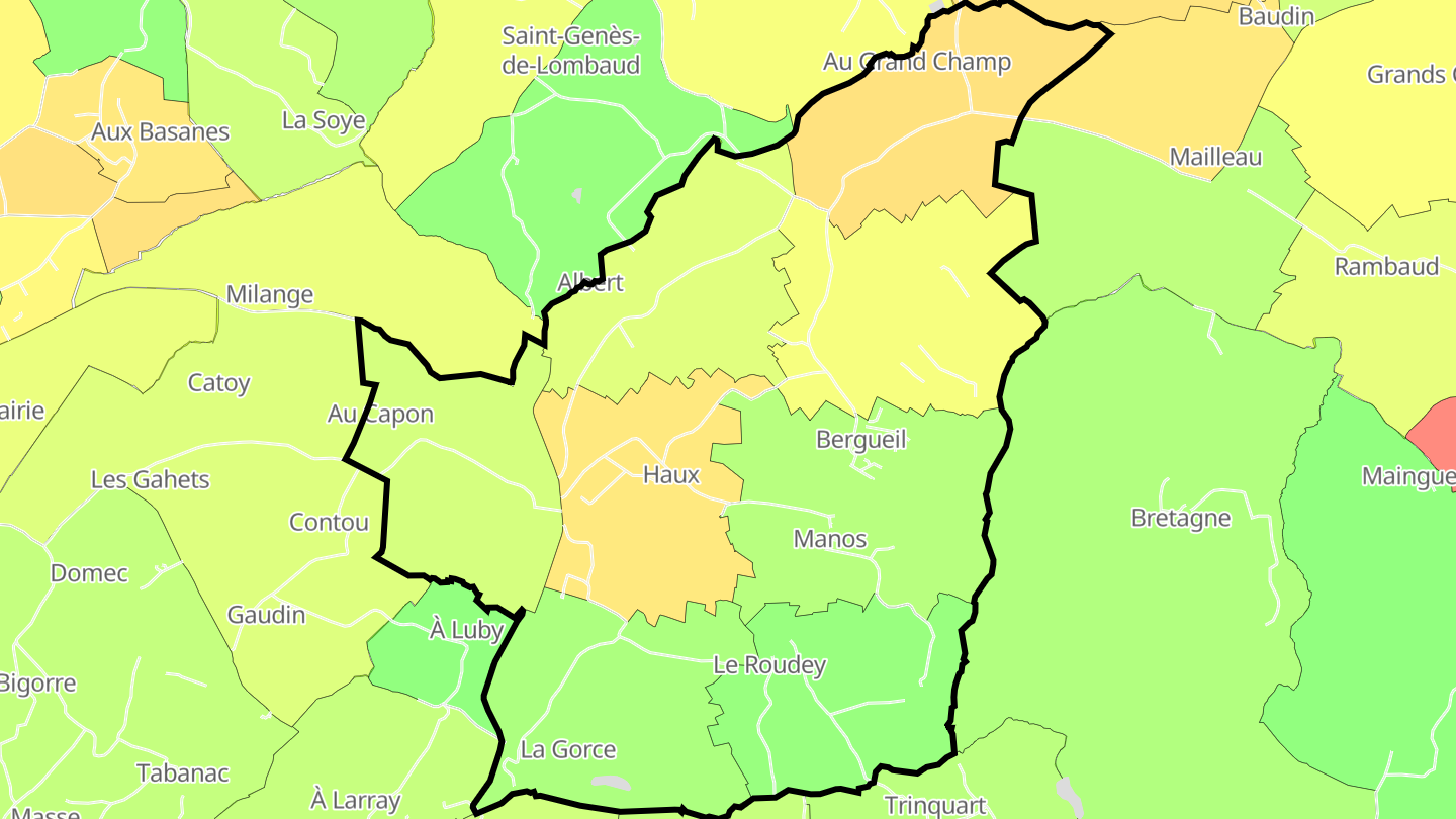 Carte des prix de l'immobilier Haux