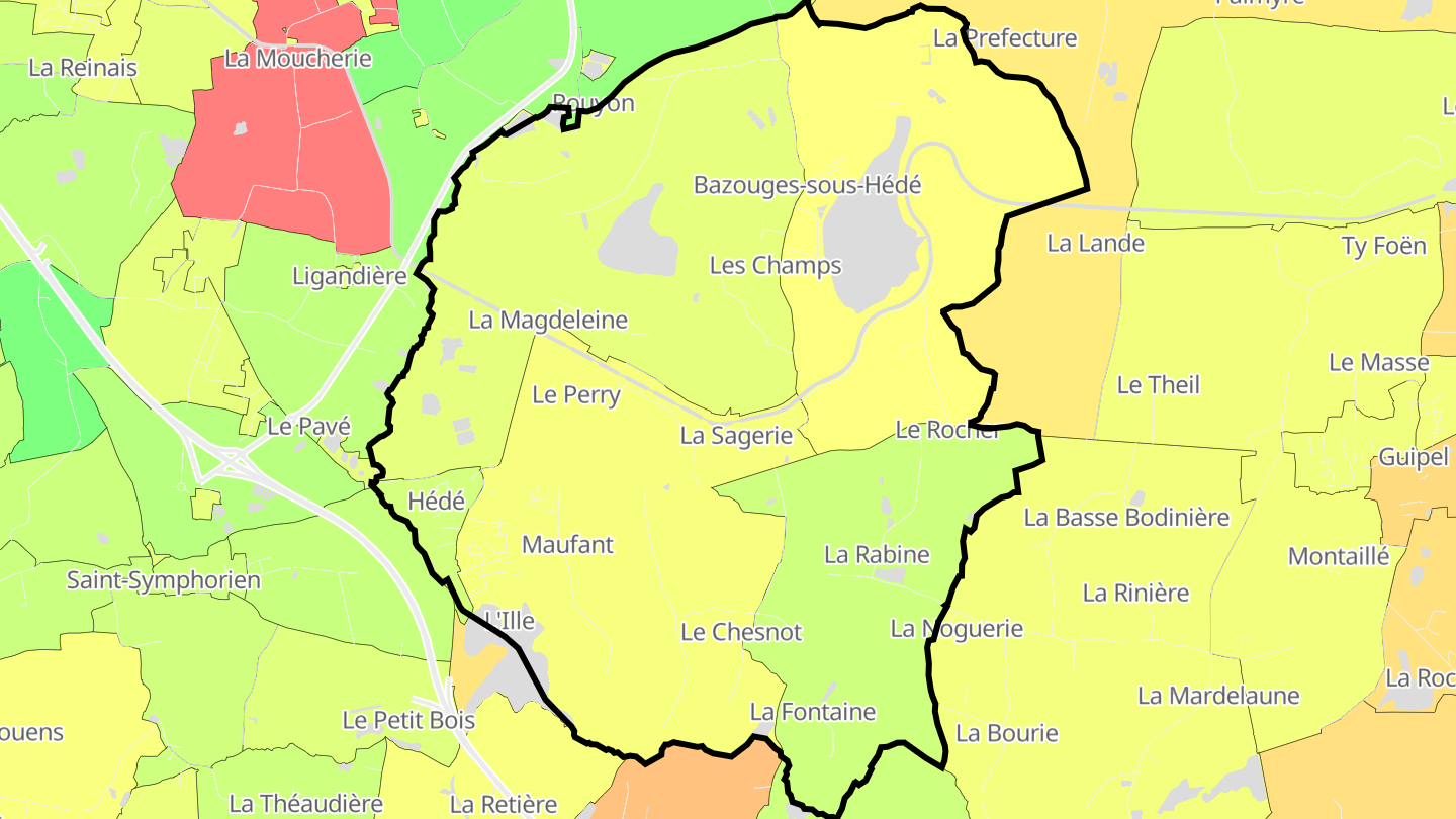 Carte des prix de l'immobilier Hédé-Bazouges