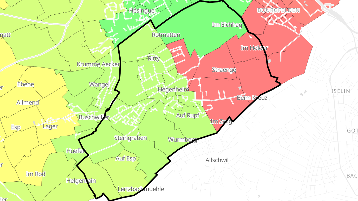 Carte des prix de l'immobilier Hégenheim