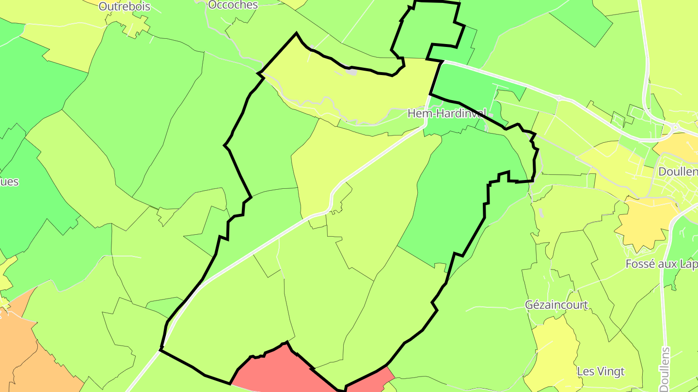 Carte des prix de l'immobilier Hem-Hardinval