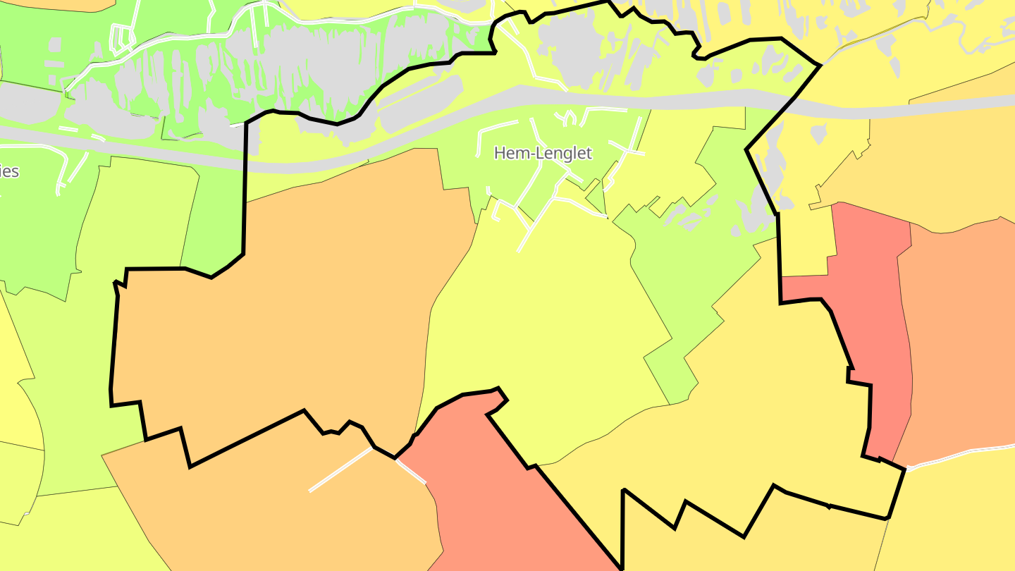 Carte des prix de l'immobilier Hem-Lenglet
