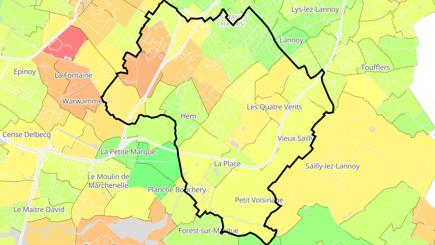 Carte des prix de l'immobilier Hem