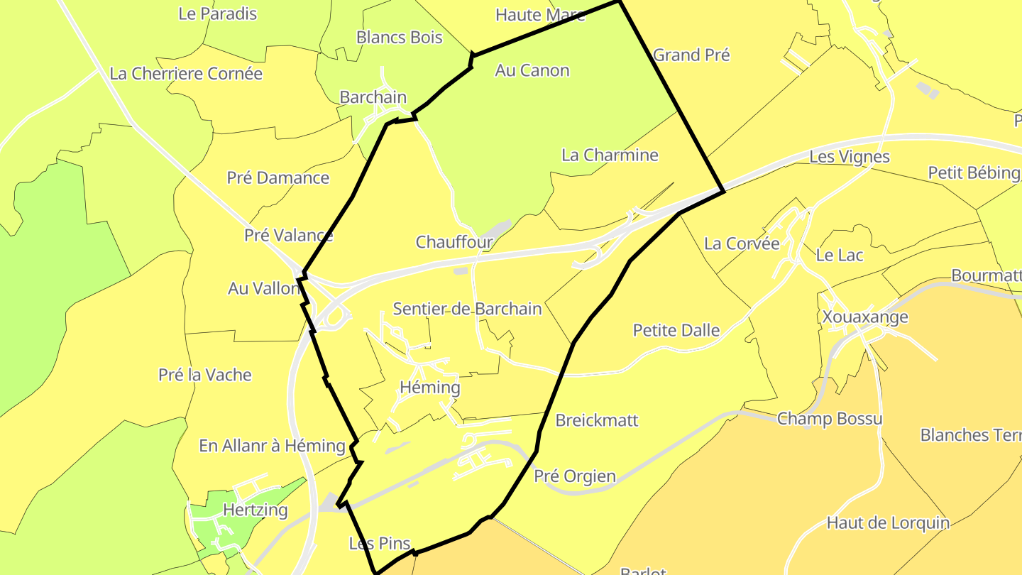Carte des prix de l'immobilier Héming