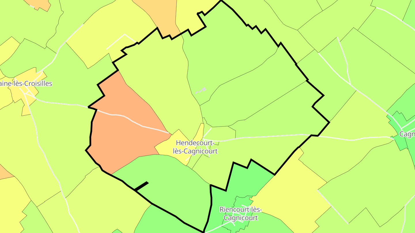 Carte des prix de l'immobilier Hendecourt-lès-Cagnicourt
