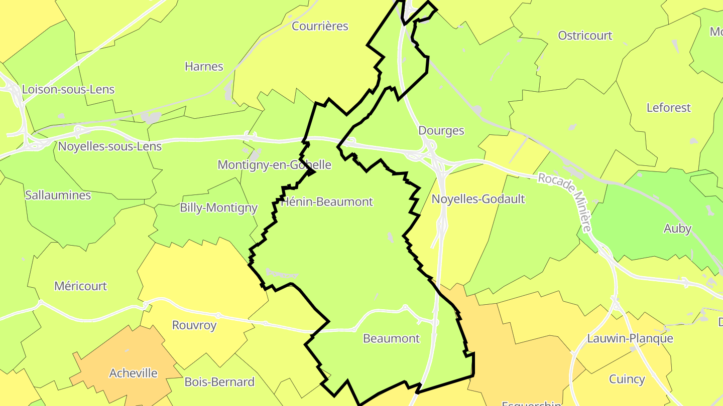 Carte des prix de l'immobilier Hénin-Beaumont