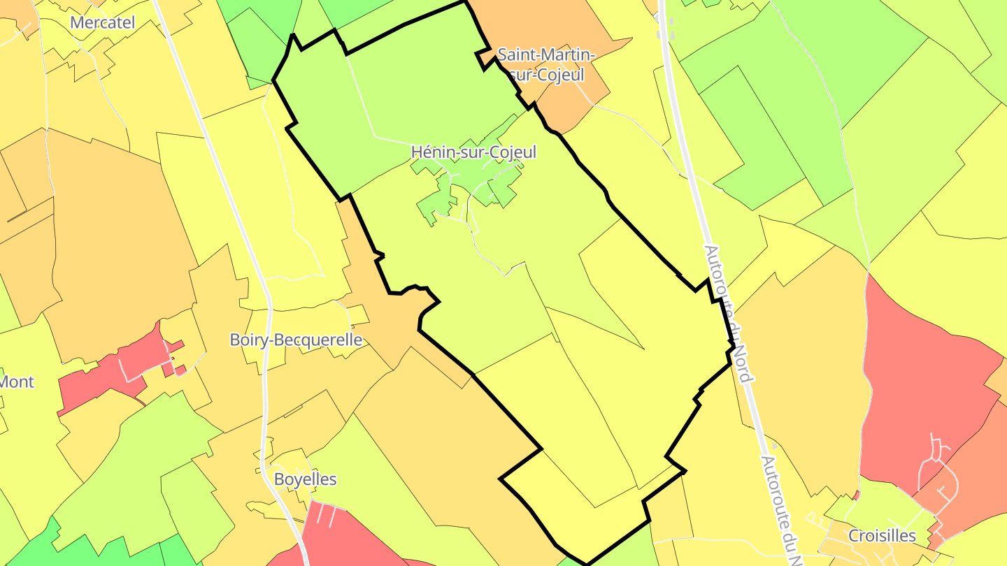 Carte des prix de l'immobilier Hénin-sur-Cojeul