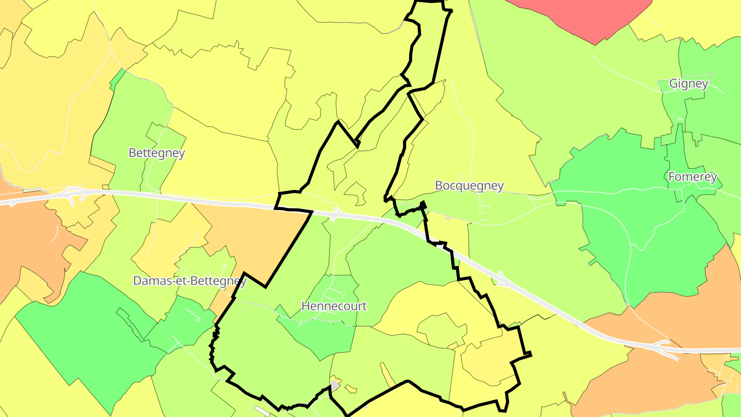 Carte des prix de l'immobilier Hennecourt