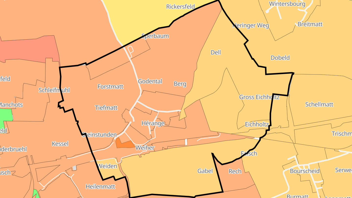 Carte des prix de l'immobilier Hérange
