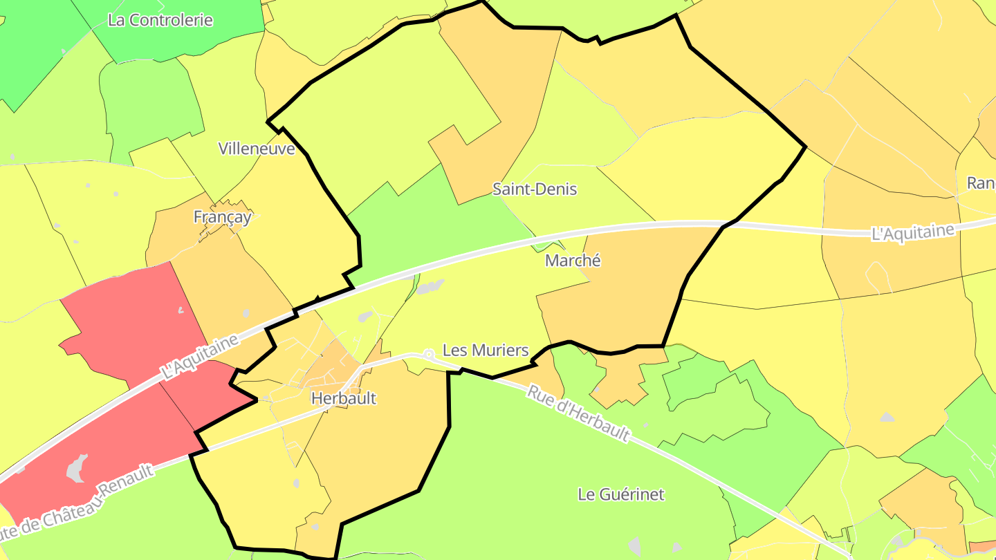 Carte des prix de l'immobilier Herbault