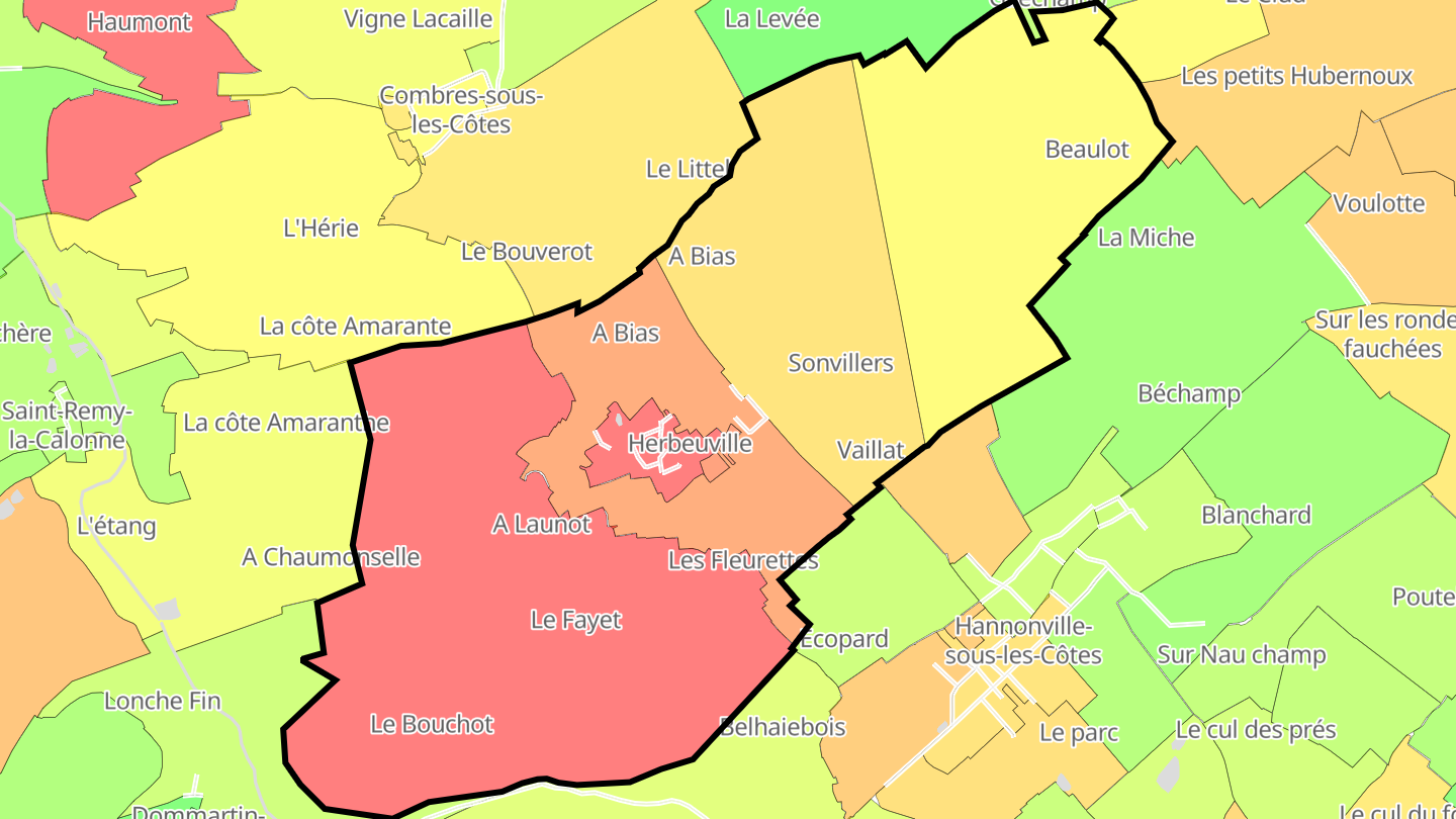 Carte des prix de l'immobilier Herbeuville