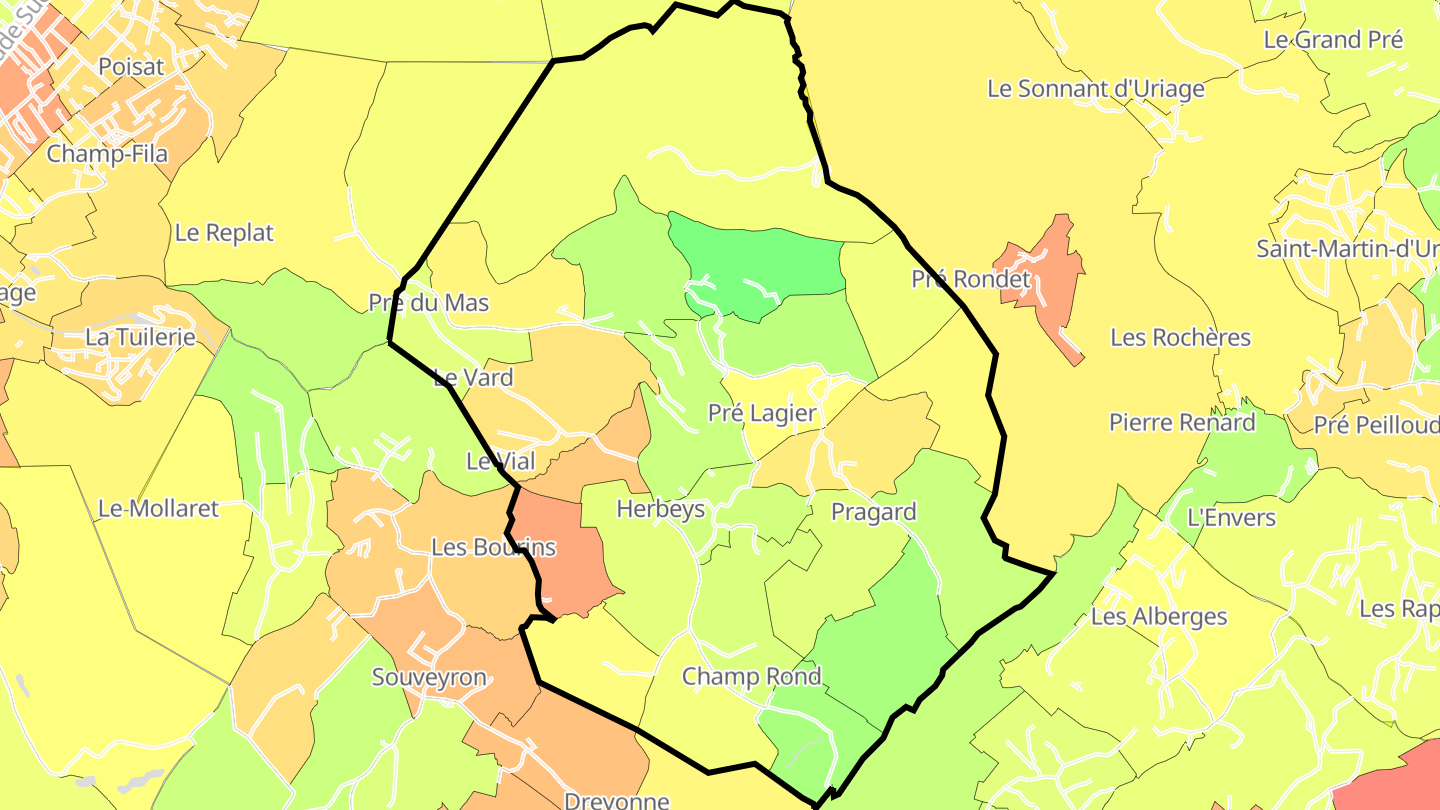 Carte des prix de l'immobilier Herbeys