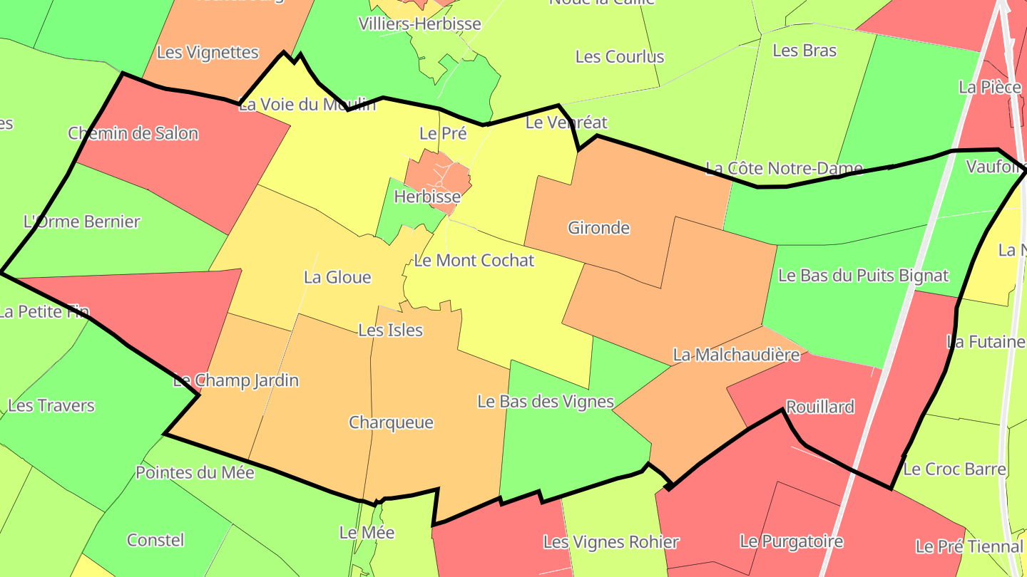 Carte des prix de l'immobilier Herbisse