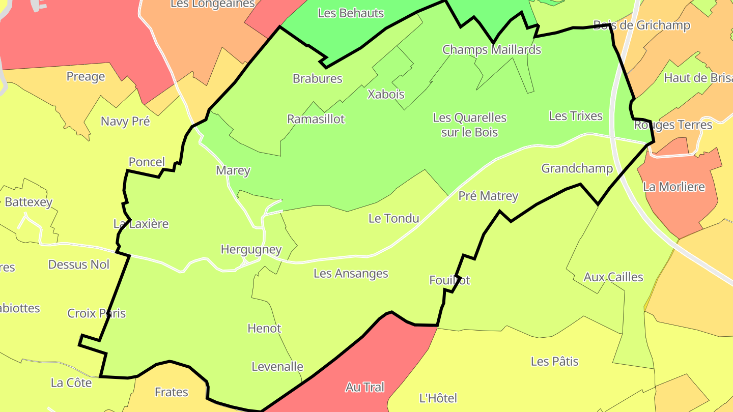 Carte des prix de l'immobilier Hergugney