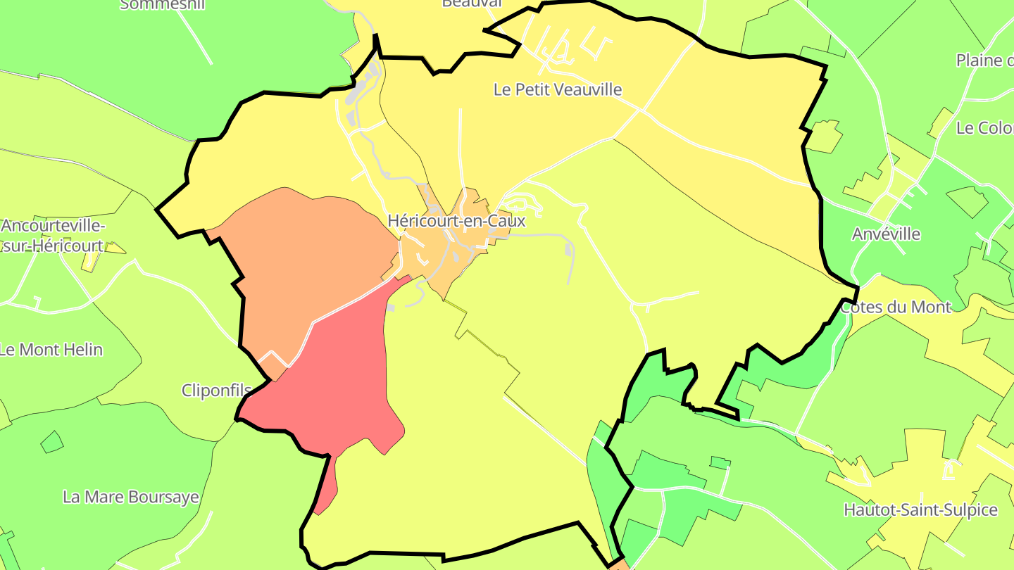 Carte des prix de l'immobilier Héricourt-en-Caux