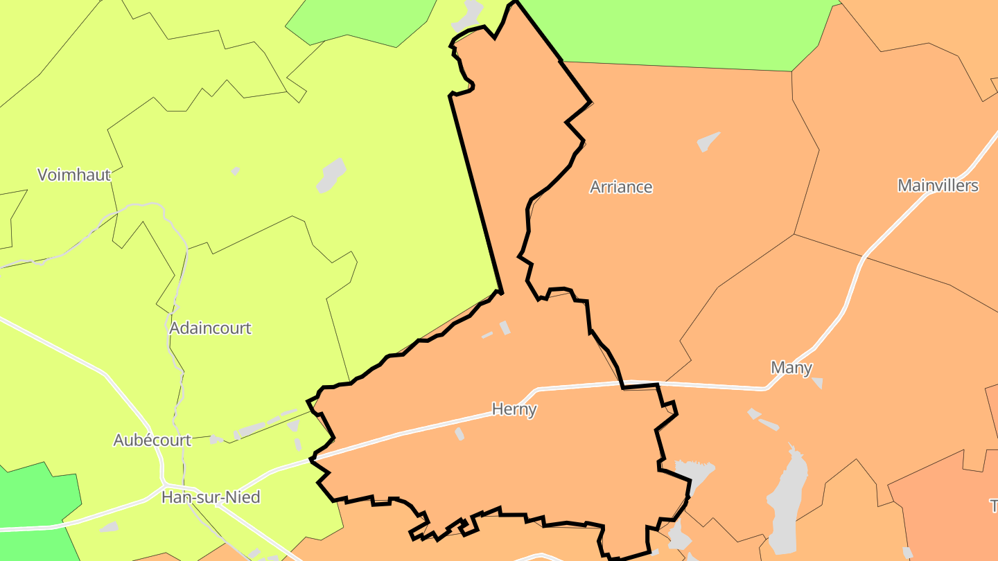 Carte des prix de l'immobilier Herny