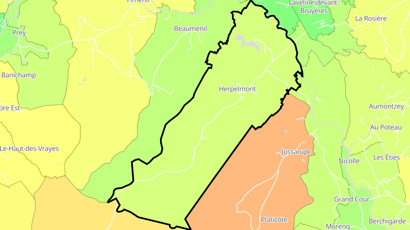 Carte des prix de l'immobilier Herpelmont