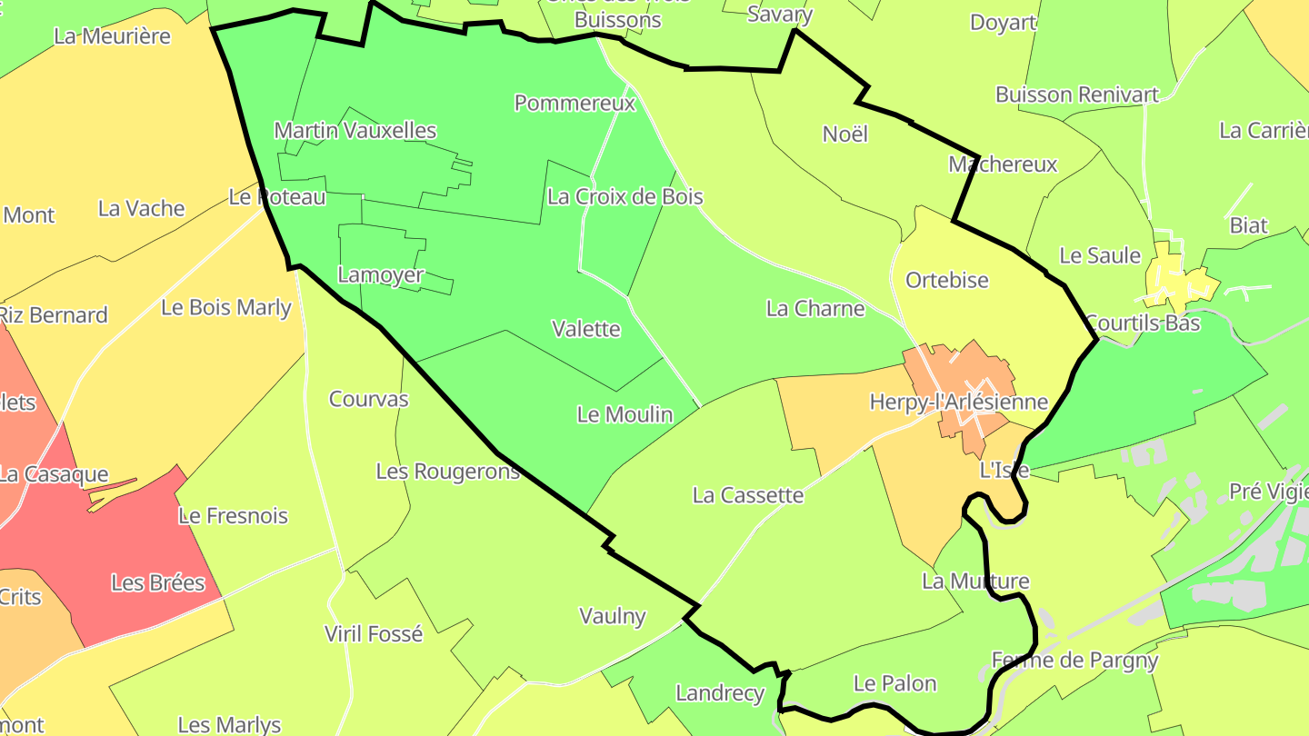 Carte des prix de l'immobilier Herpy-l'Arlésienne