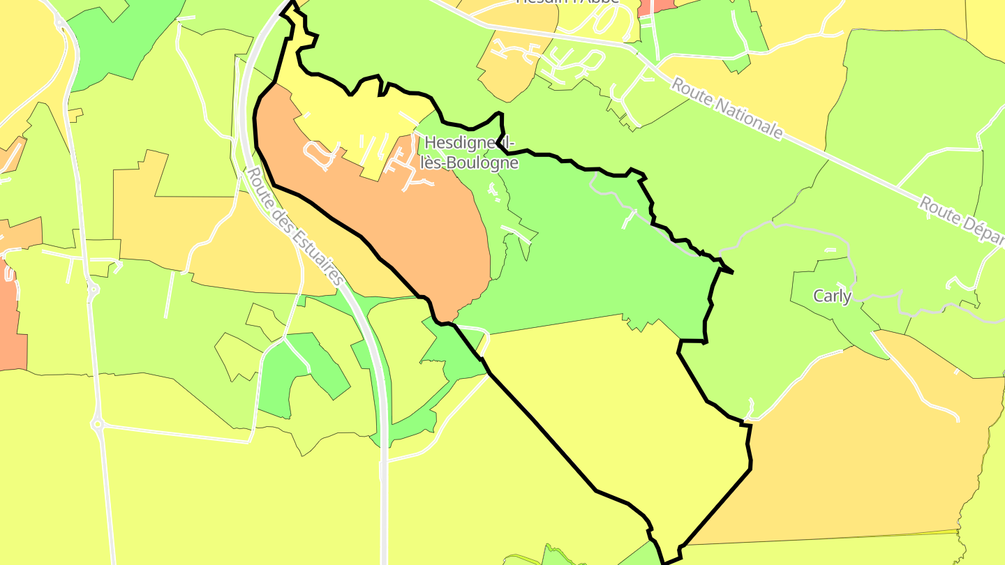 Carte des prix de l'immobilier Hesdigneul-lès-Boulogne