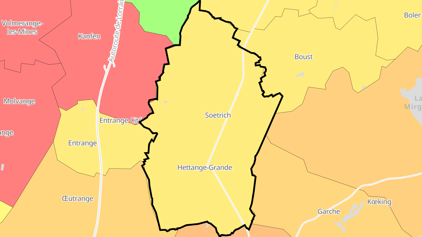 Carte des prix de l'immobilier Hettange-Grande