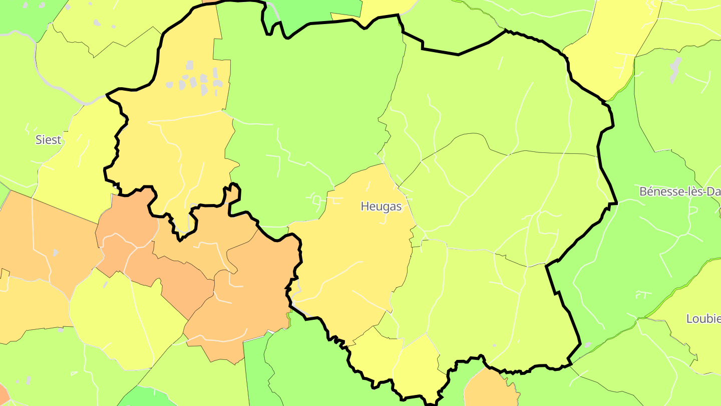 Carte des prix de l'immobilier Heugas