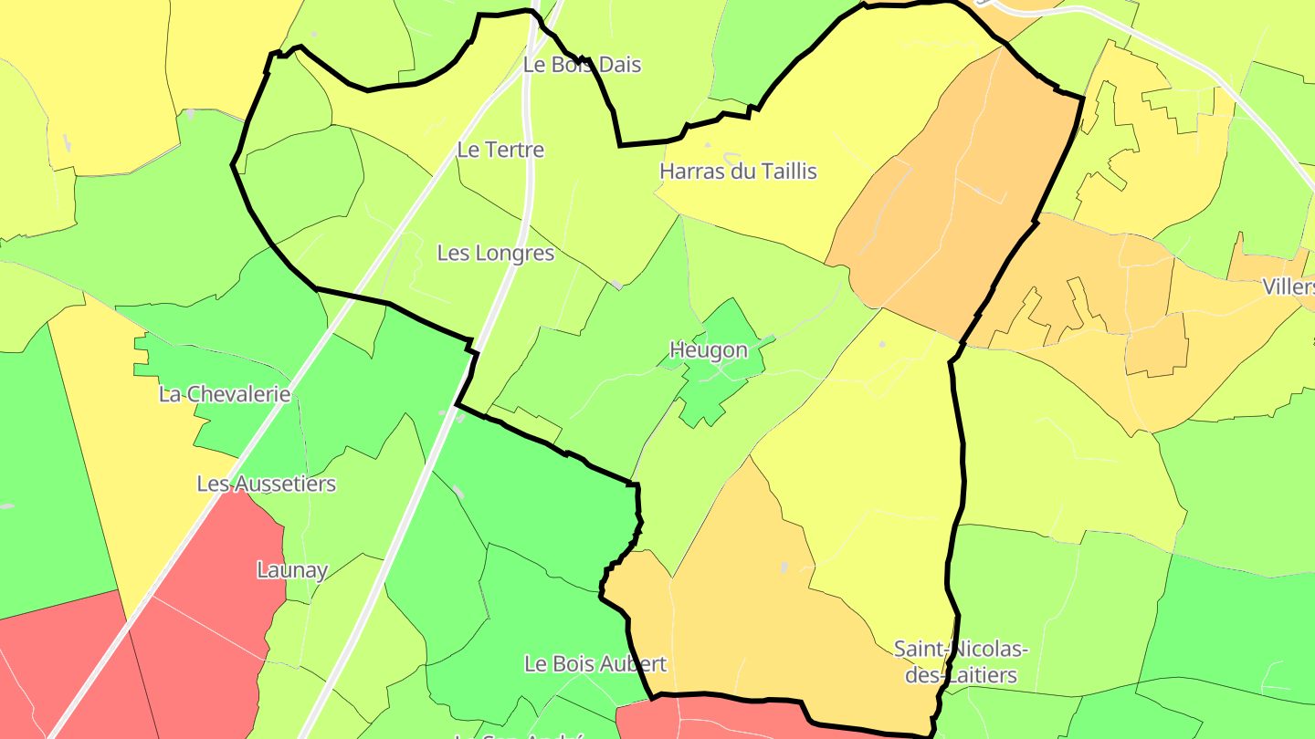 Carte des prix de l'immobilier Heugon