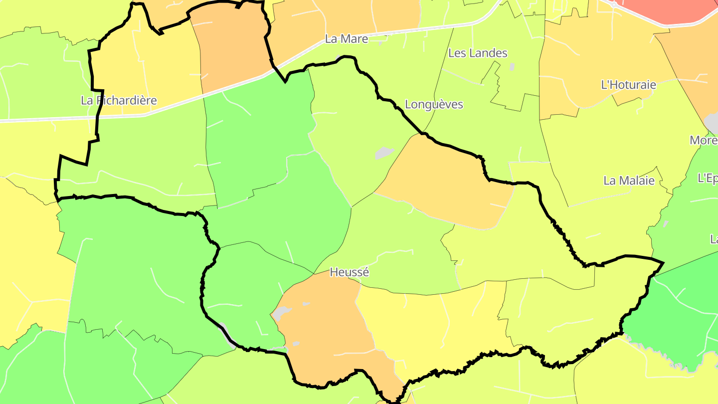 Carte des prix de l'immobilier Heussé