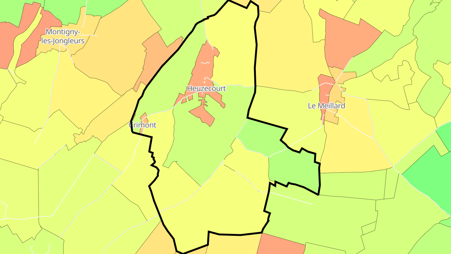 Carte des prix de l'immobilier Heuzecourt