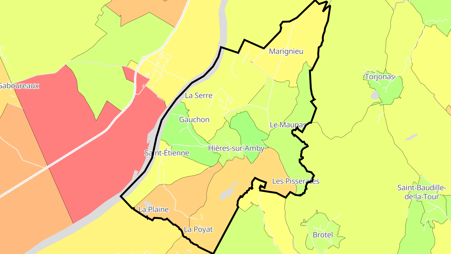 Carte des prix de l'immobilier Hières-sur-Amby