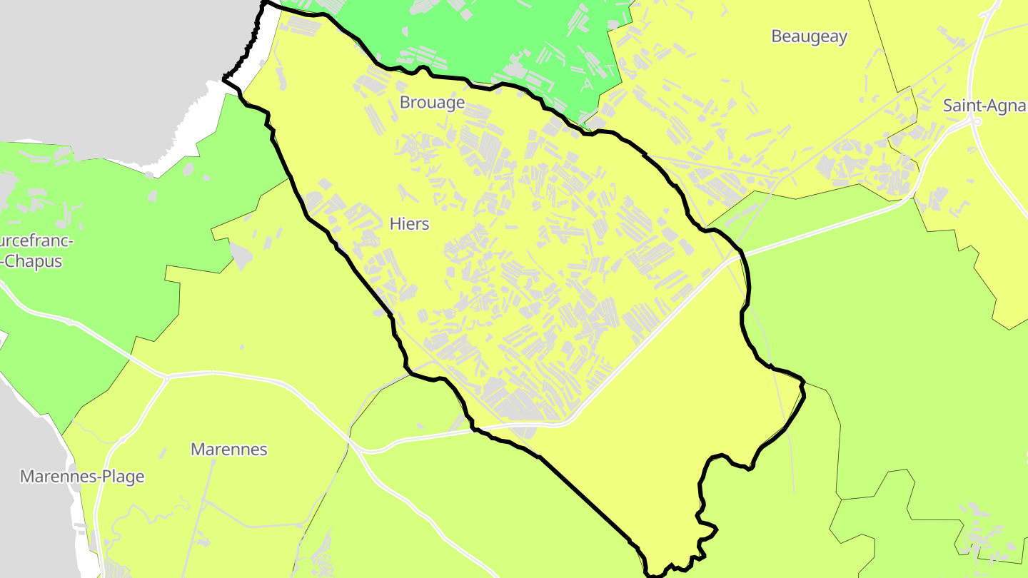 Carte des prix de l'immobilier Hiers-Brouage