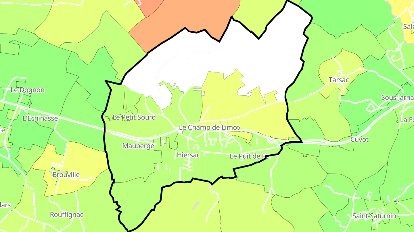 Carte des prix de l'immobilier Hiersac