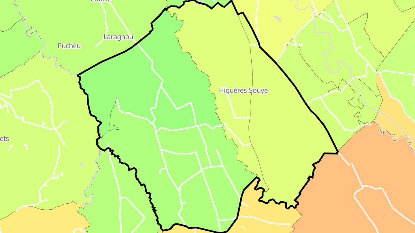 Carte des prix de l'immobilier Higuères-Souye