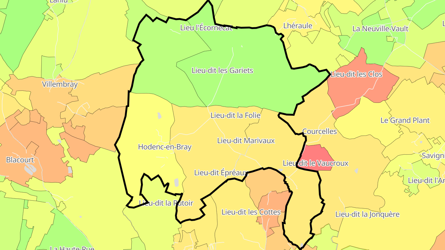 Carte des prix de l'immobilier Hodenc-en-Bray