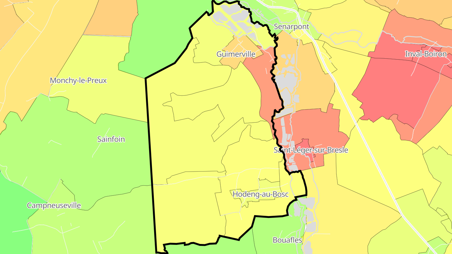 Carte des prix de l'immobilier Hodeng-au-Bosc